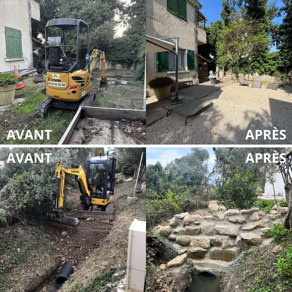 travaux avant après, theo hamieau terrassement